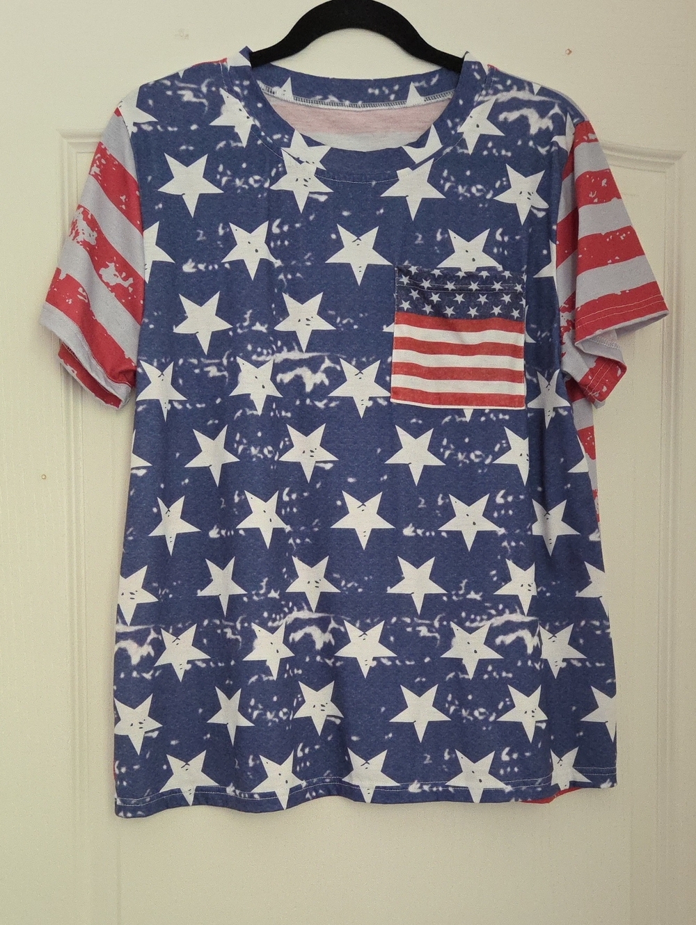 Patriotic Blue/White Stars & Red Stripe Short Sleeve Tee